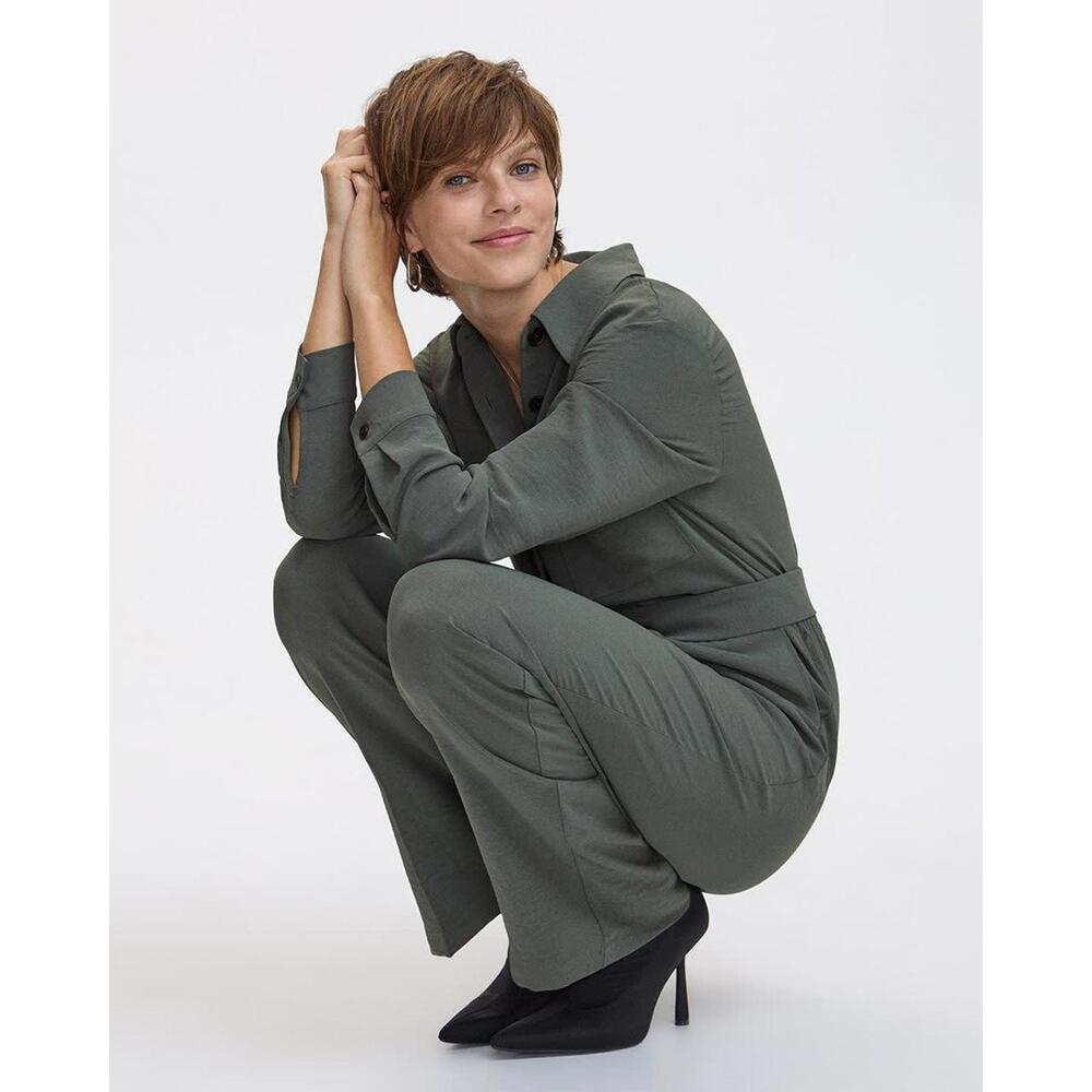 Reitmans - Straight-Leg Long-Sleeve Jumpsuit with Utility Pockets - XL